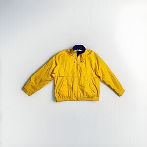 Arcadia Men’s Yellow Full Zip Jacket size L Stand-Up Collar Nautical theme